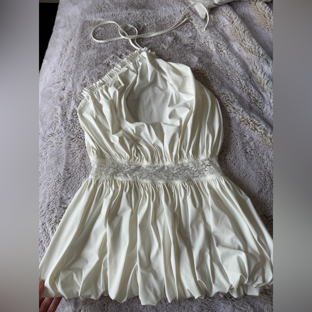 Edikted white womens cute mini dress with tie